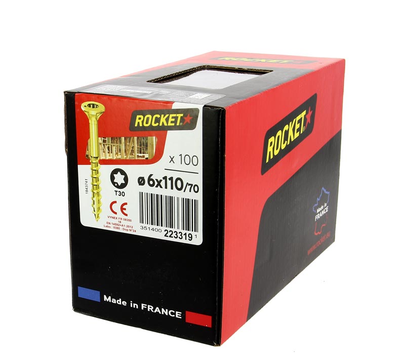 BOITE DE VIS AGGLO Rocket Acier Bichro. TORX (30) TF FP 6x110/70mm (Boite 100pi)