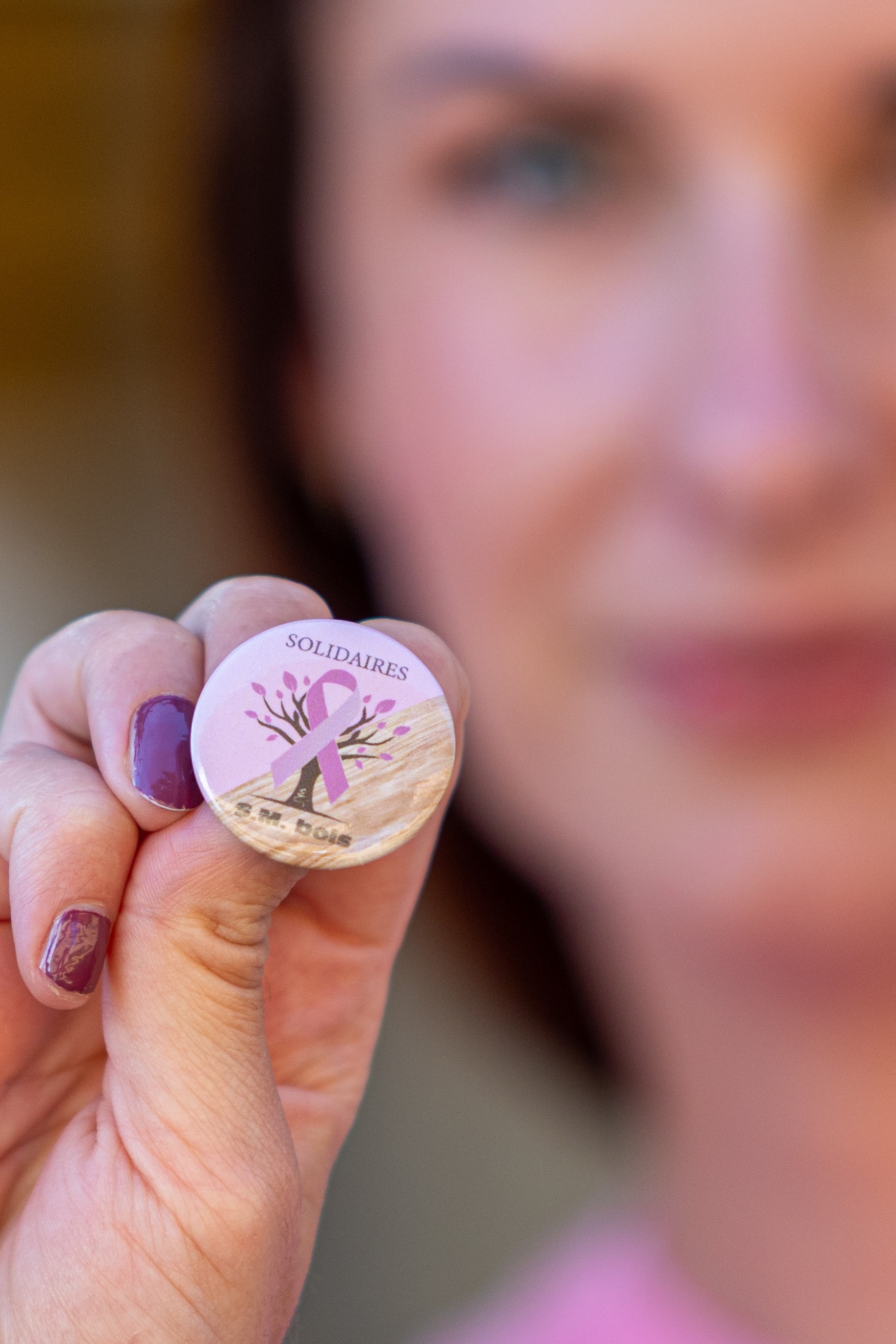 Badge collector Solidaires S.M. bois